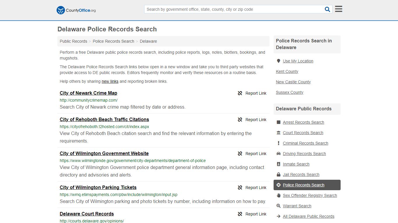 Police Records Search - Delaware (Accidents & Arrest Records)